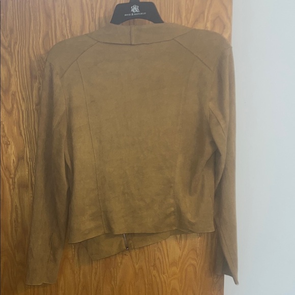 BlankNYC Womens Faux Suede Drape Front Moto Jacket Full Zip Camel Brown Size XL - Picture 6 of 9